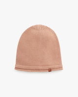 Knit beanie with a folded hem and a small logo tag.