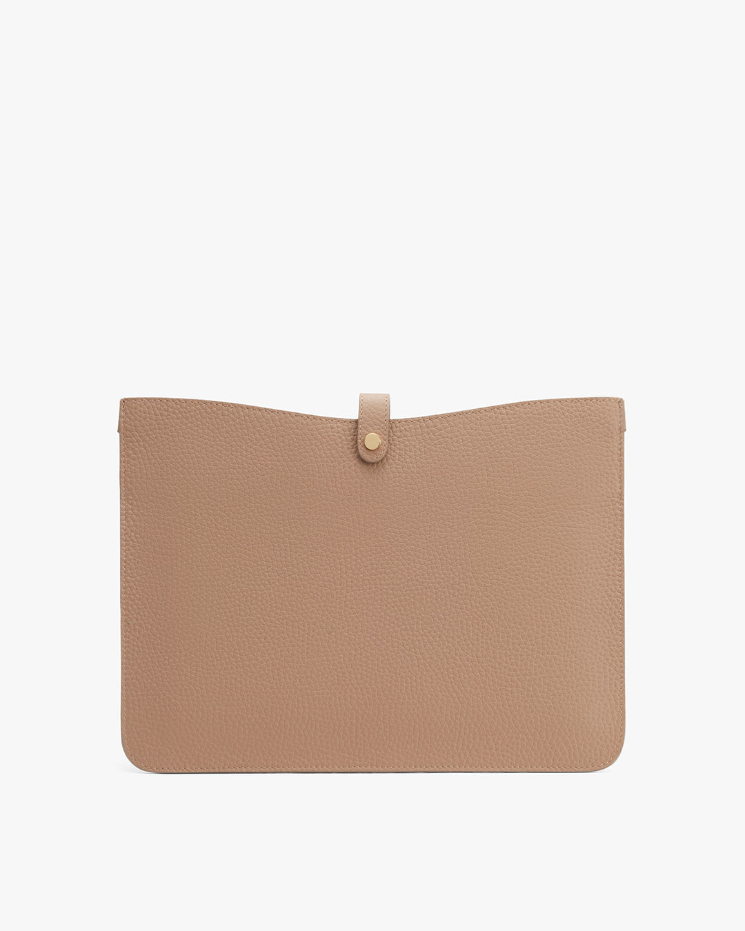 Simple leather clutch with a flap closure.