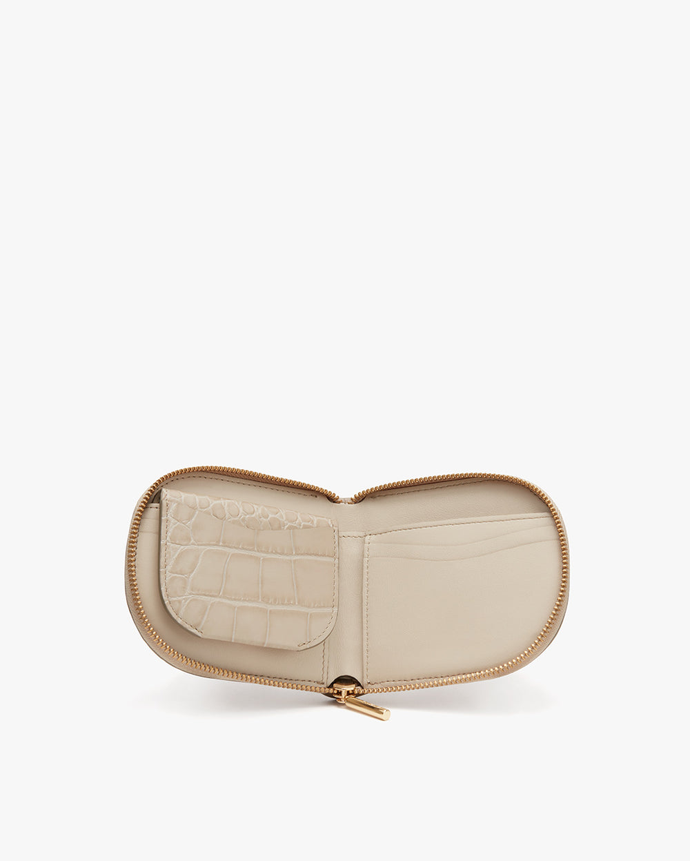 Open small purse with interior compartments