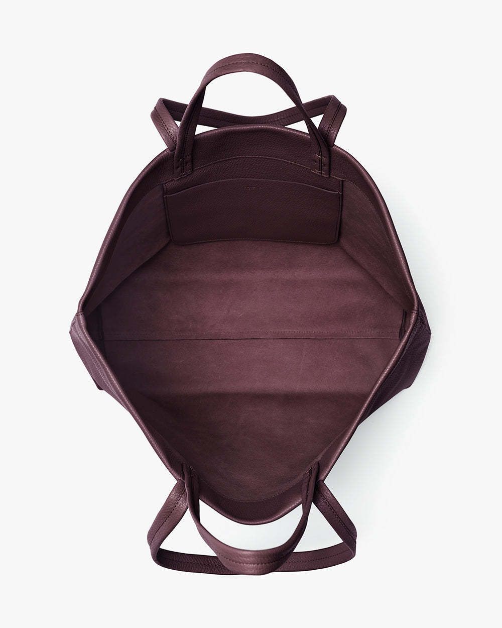 Open empty tote bag viewed from above
