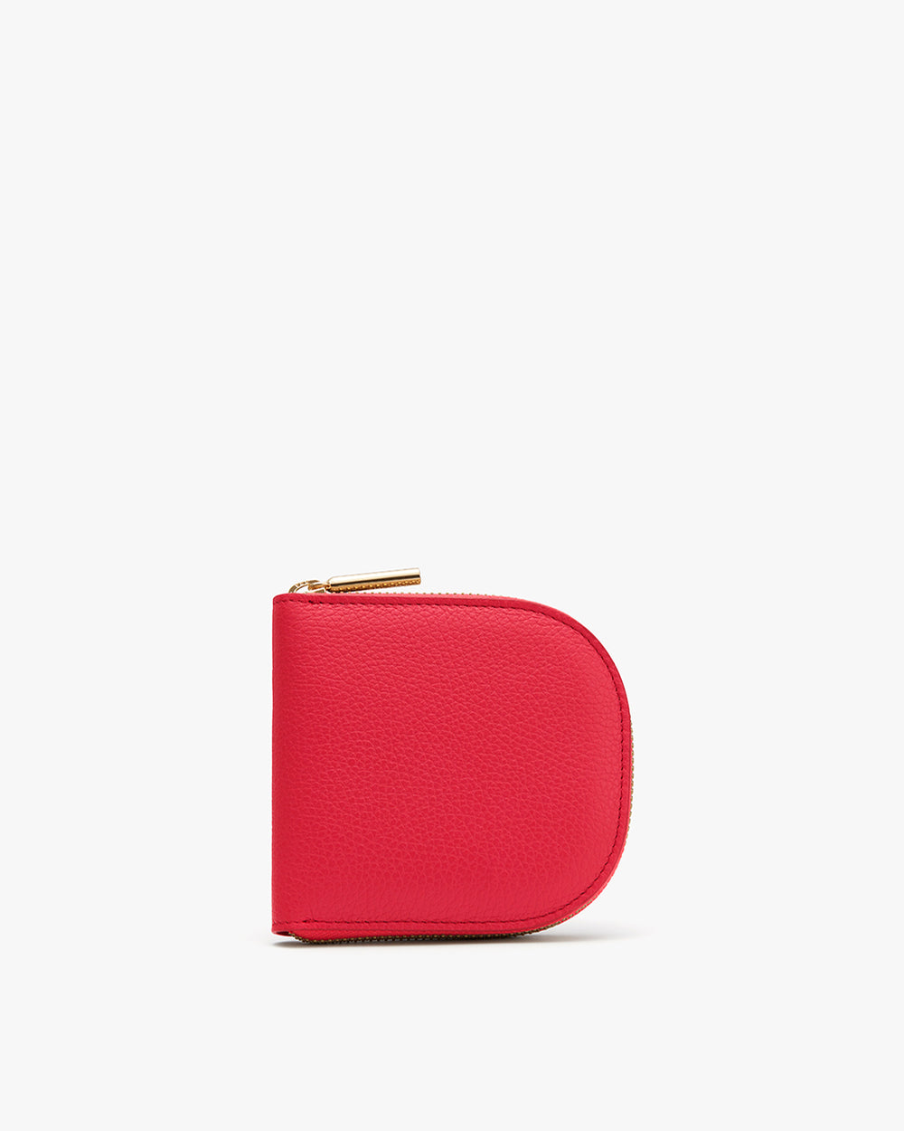 Compact leather zip wallet on plain background