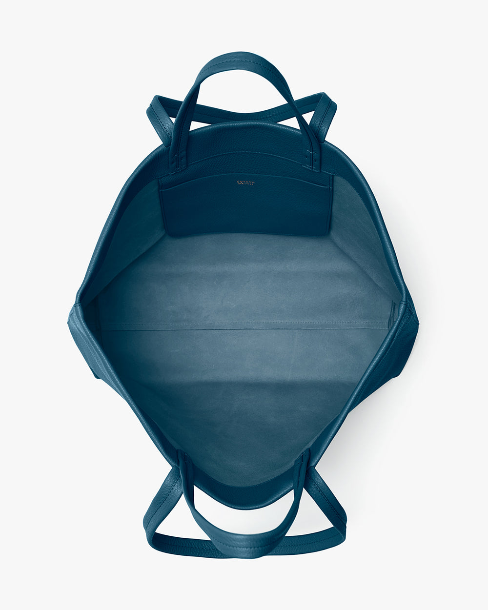 Open tote bag viewed from above showing interior pocket and handles.