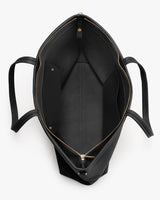 Open tote bag with a zip closure and two handles.