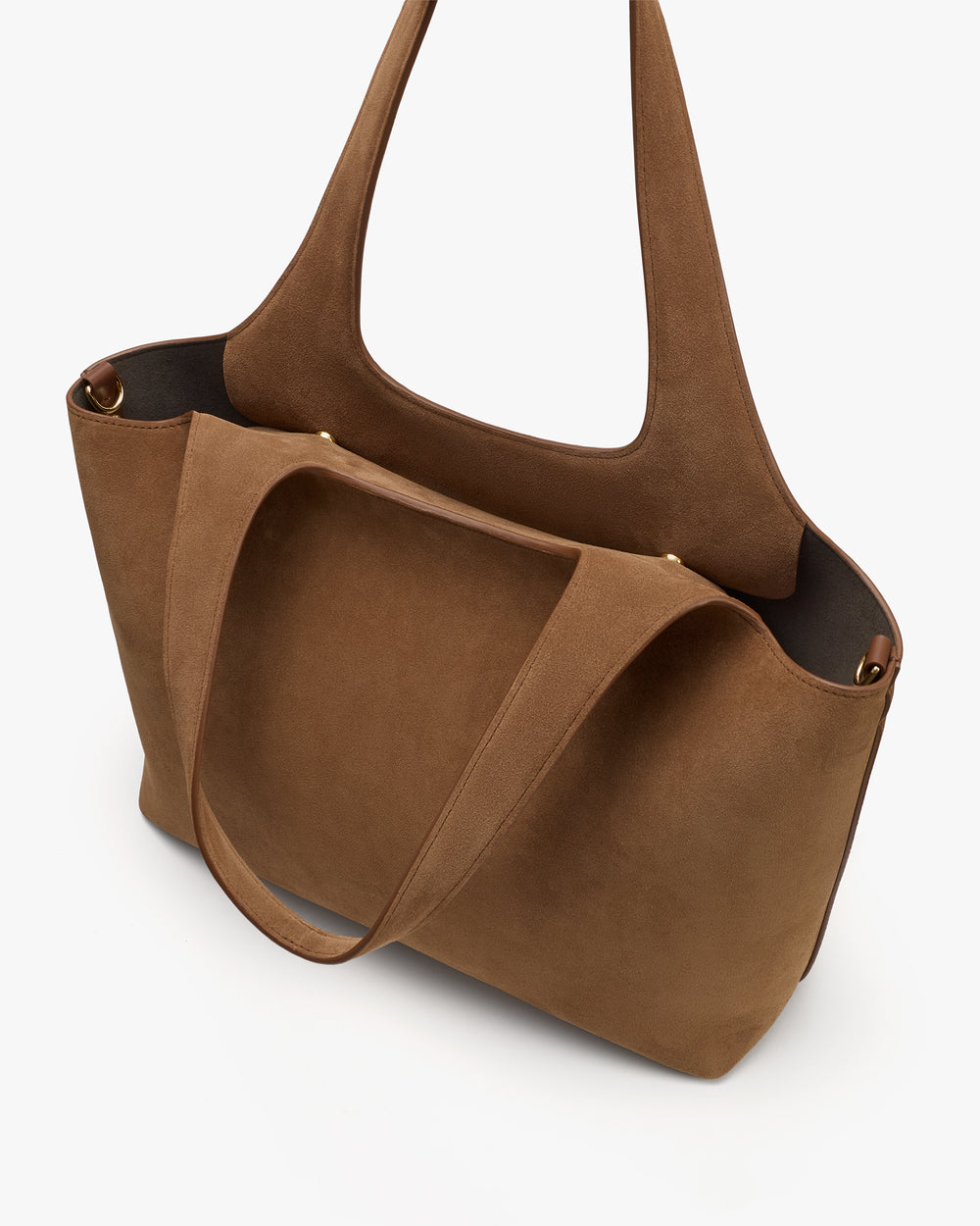 Tote bag with long handles and open top design.