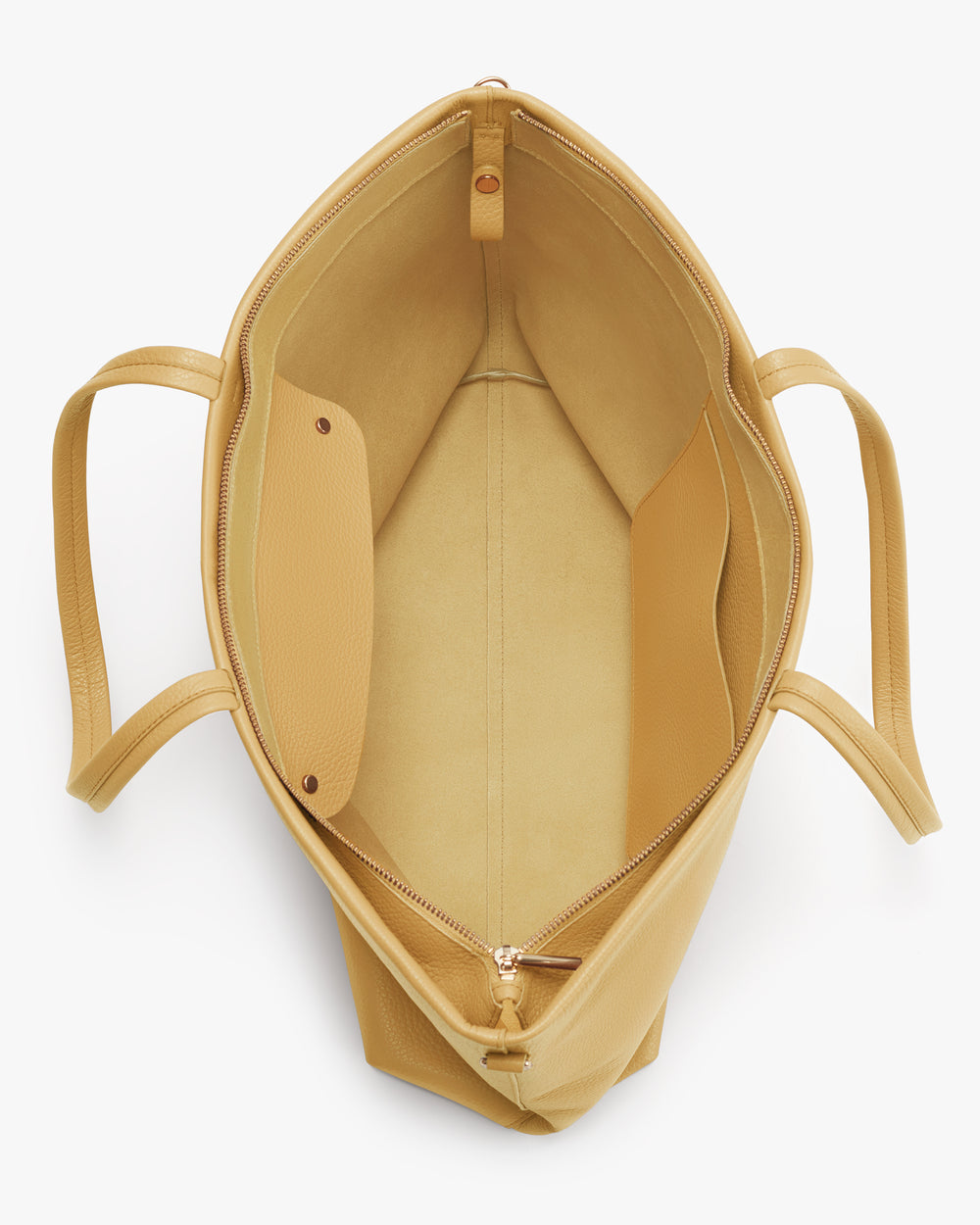 Open tote bag with two handles and an interior pocket.