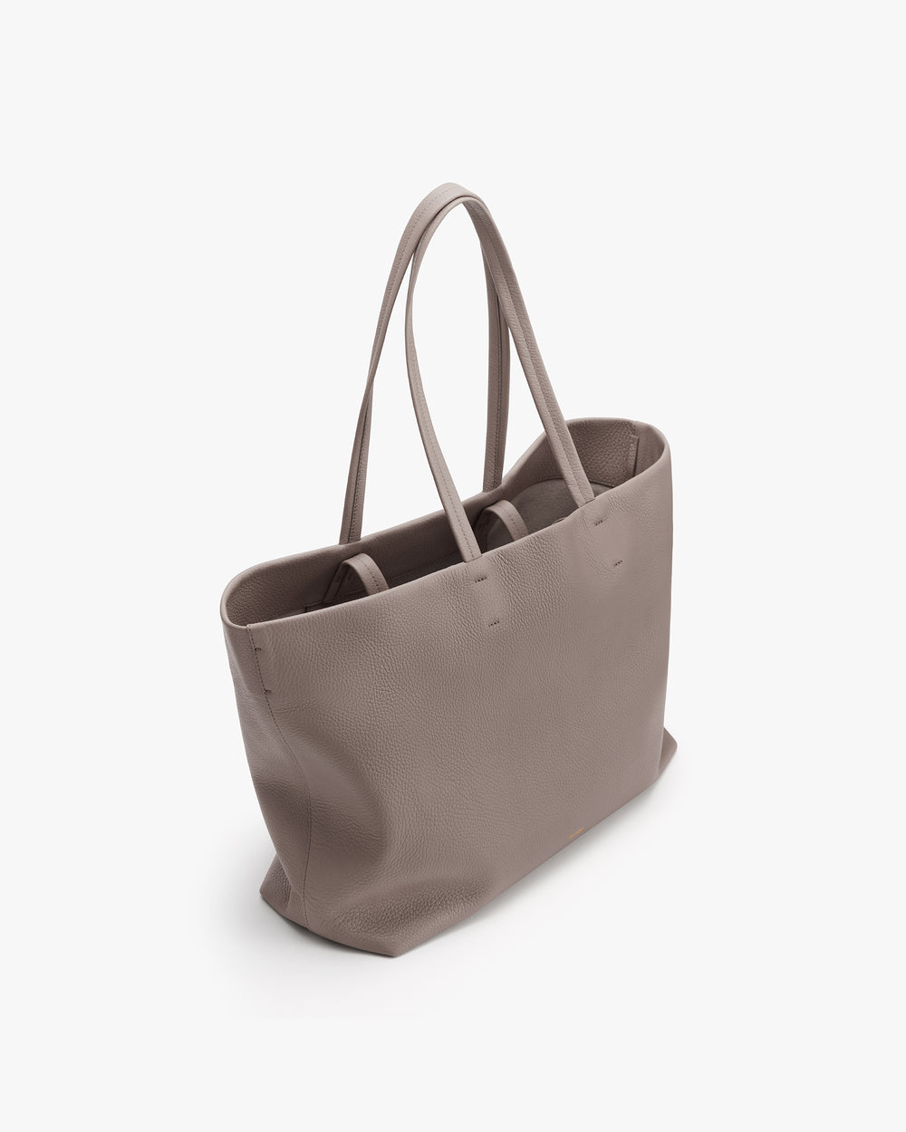 Tote bag with long handles and open top displayed on plain background.