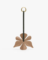 Flower-shaped keychain with long strap and metal ring.