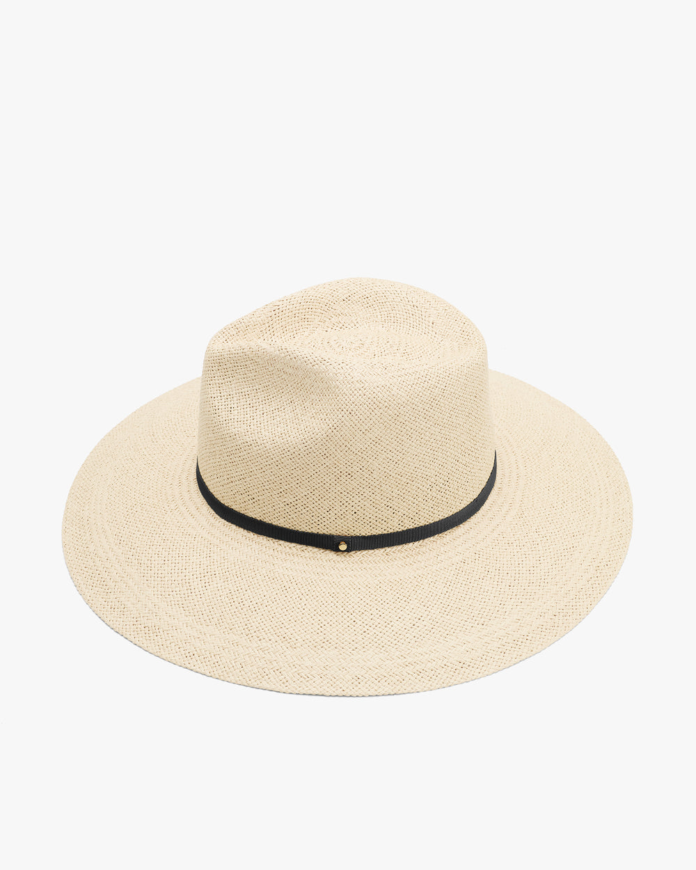 Wide-brimmed hat with a black band.