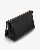 Leather clutch with zipper and croc-embossed detail