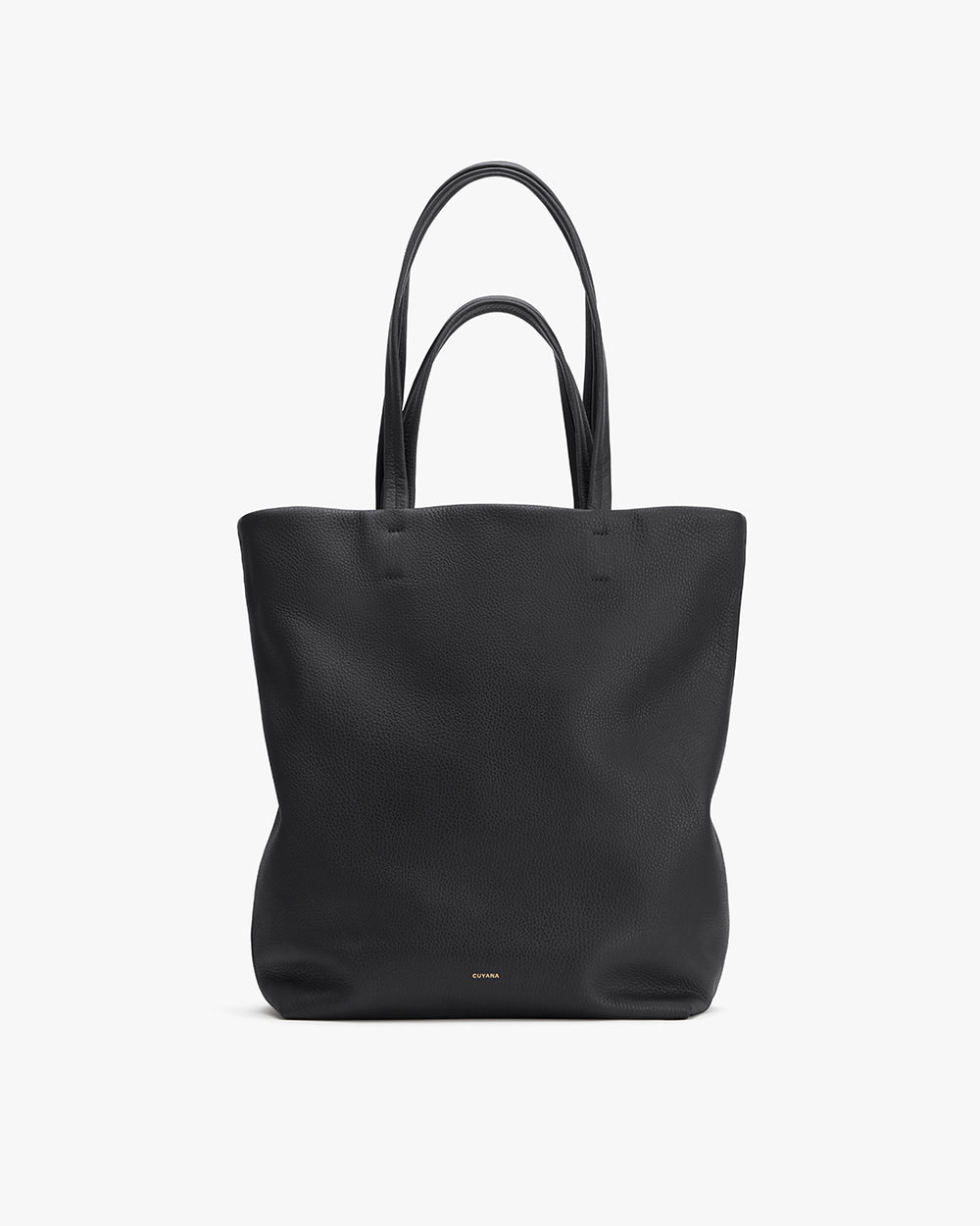 Tote bag with two handles and branded label at the bottom center.