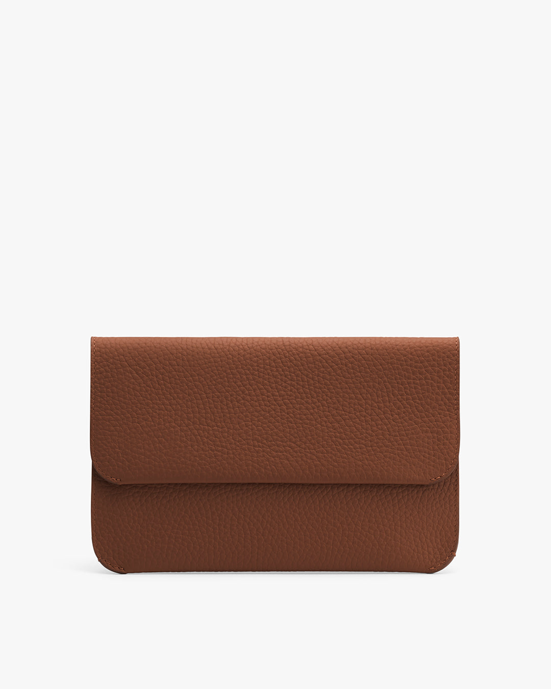 Rectangle clutch bag with a flap closure.
