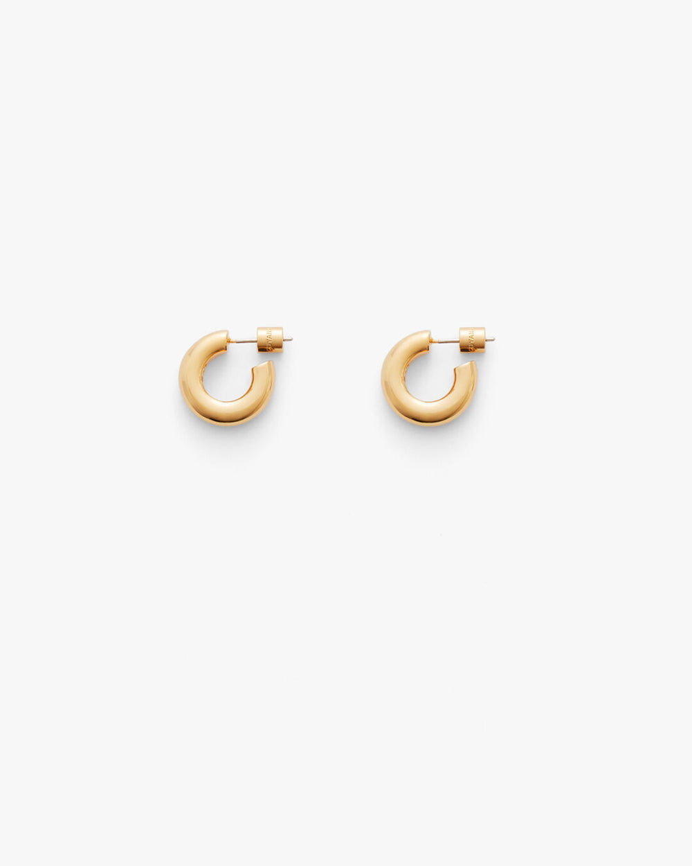 Two hoop earrings displayed against a plain background.