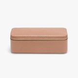 Rectangular zippered case with textured surface on a plain background.